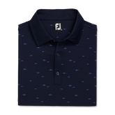 FootJoy School of Fish Print Lisle Self Collar Polo